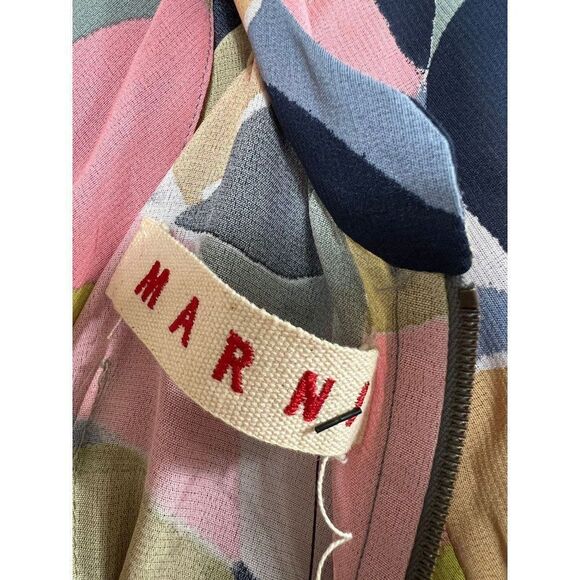 MARNI Multicolor Abstract Printed Half Sleeve Oversized Mini Dress Size … - Picture 5 of 9